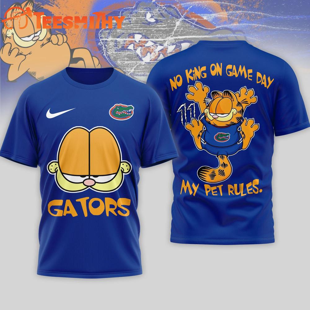 Florida Gators Garfield NCAA No King On Game Day 3D T Shirt