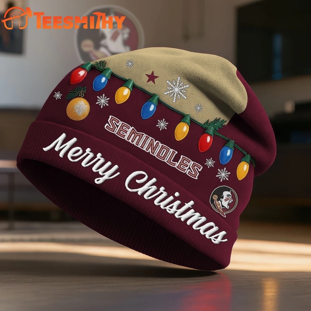 Florida State Seminoles NCAA Merry Christmas Beanie Hat