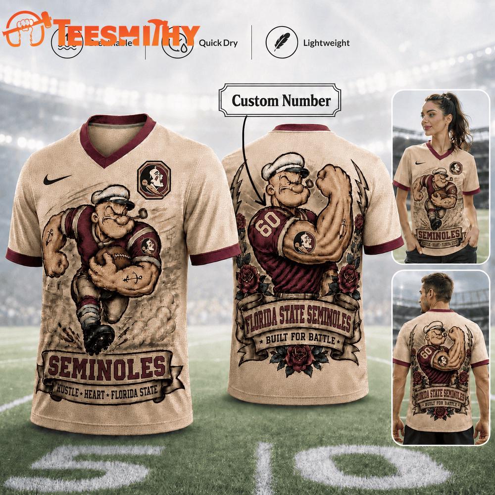 Florida State Seminoles NCAA Popeye Vintage Tattoo Football Jersey
