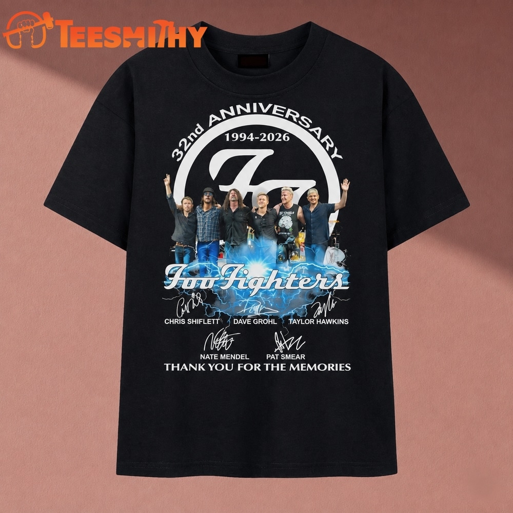 Foo Fighters 32nd Anniversary 1994 2026 Band Signatures T Shirt