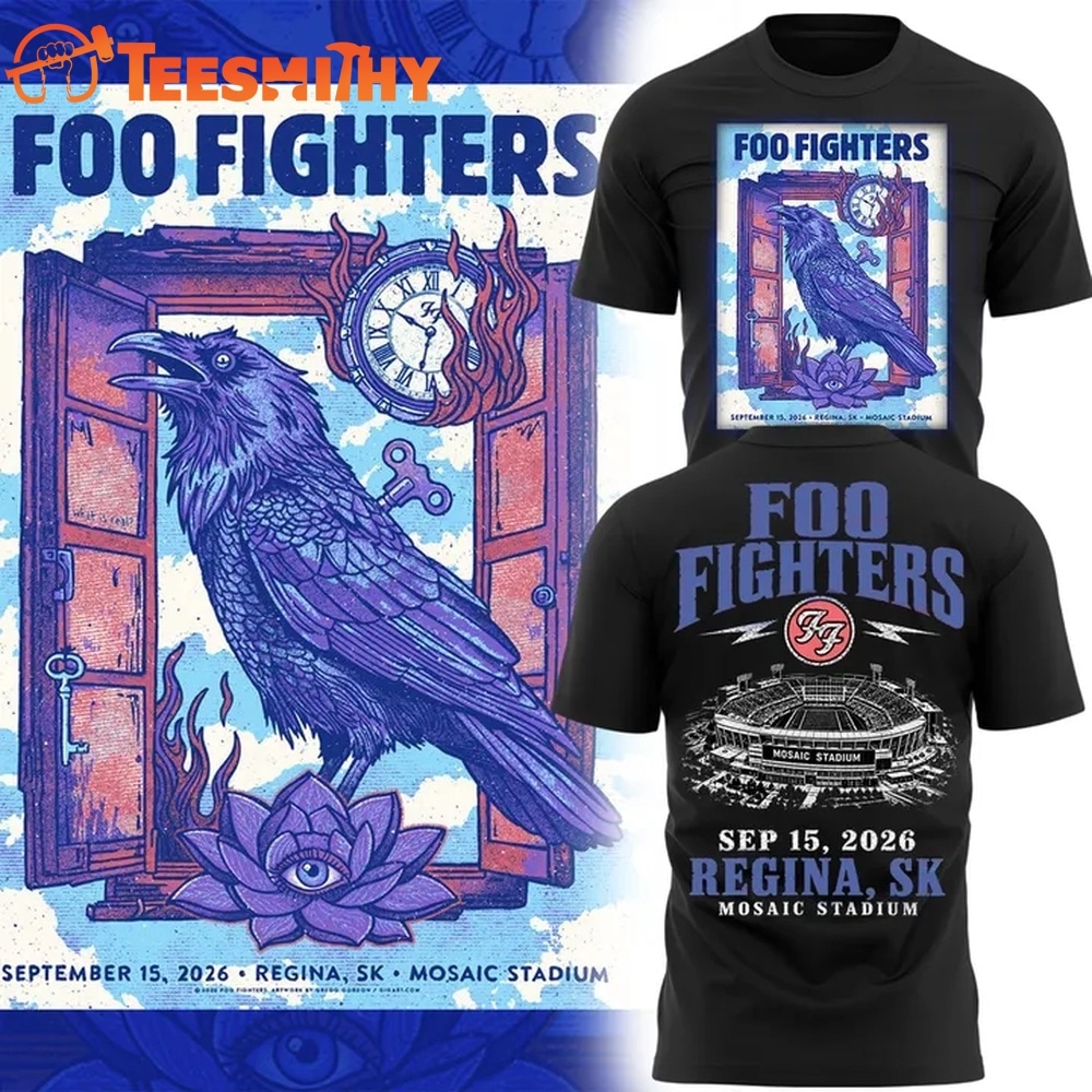 Foo Fighters Mosaic Stadium Regina 2026 Tour T Shirt