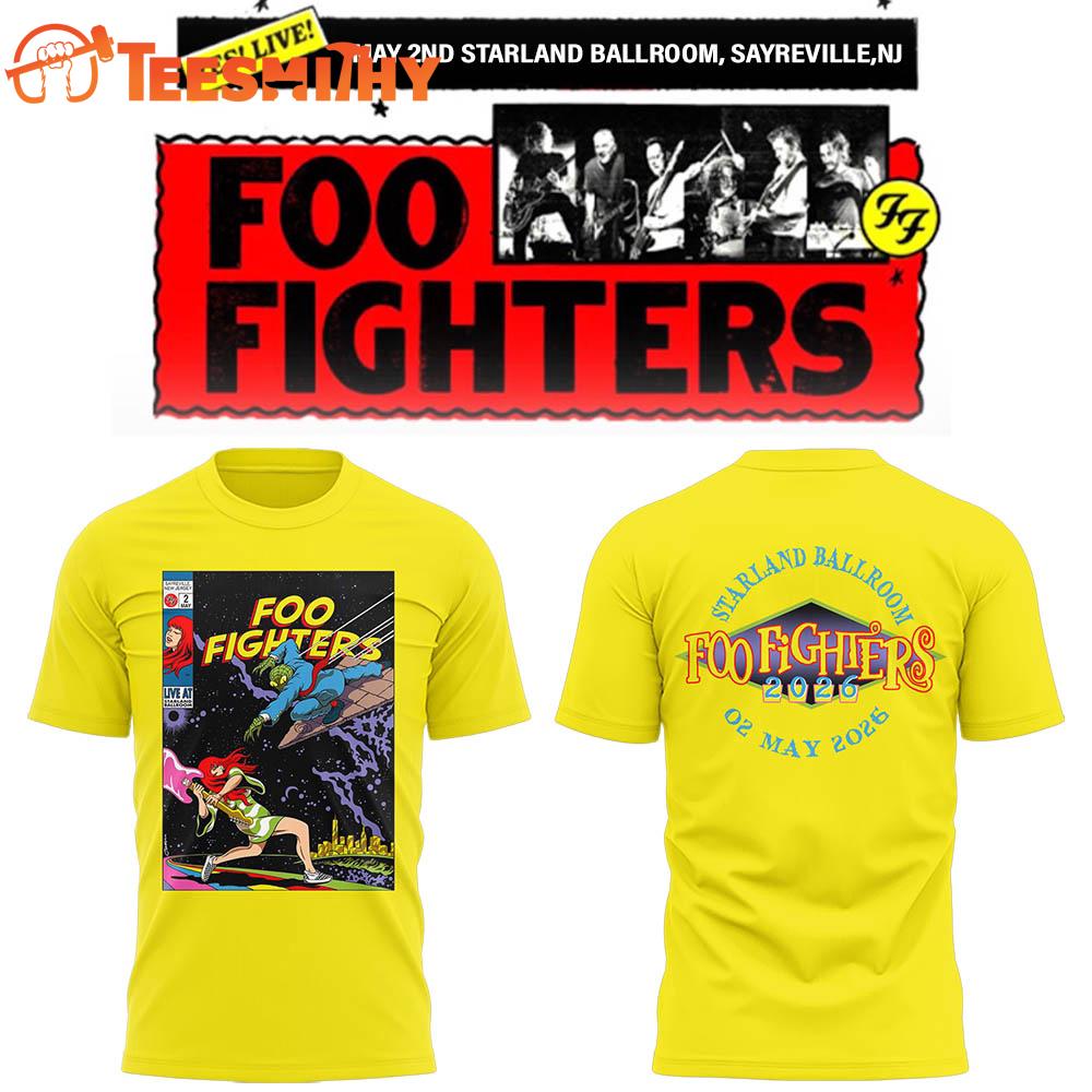 Foo Fighters Secret NJ Show 2026 New Design 3D Shirt