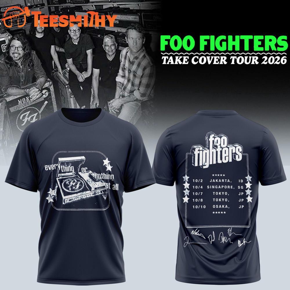 Foo Fighters Take Cover Tour 2026 Limited Edition Signature 3D Shirt