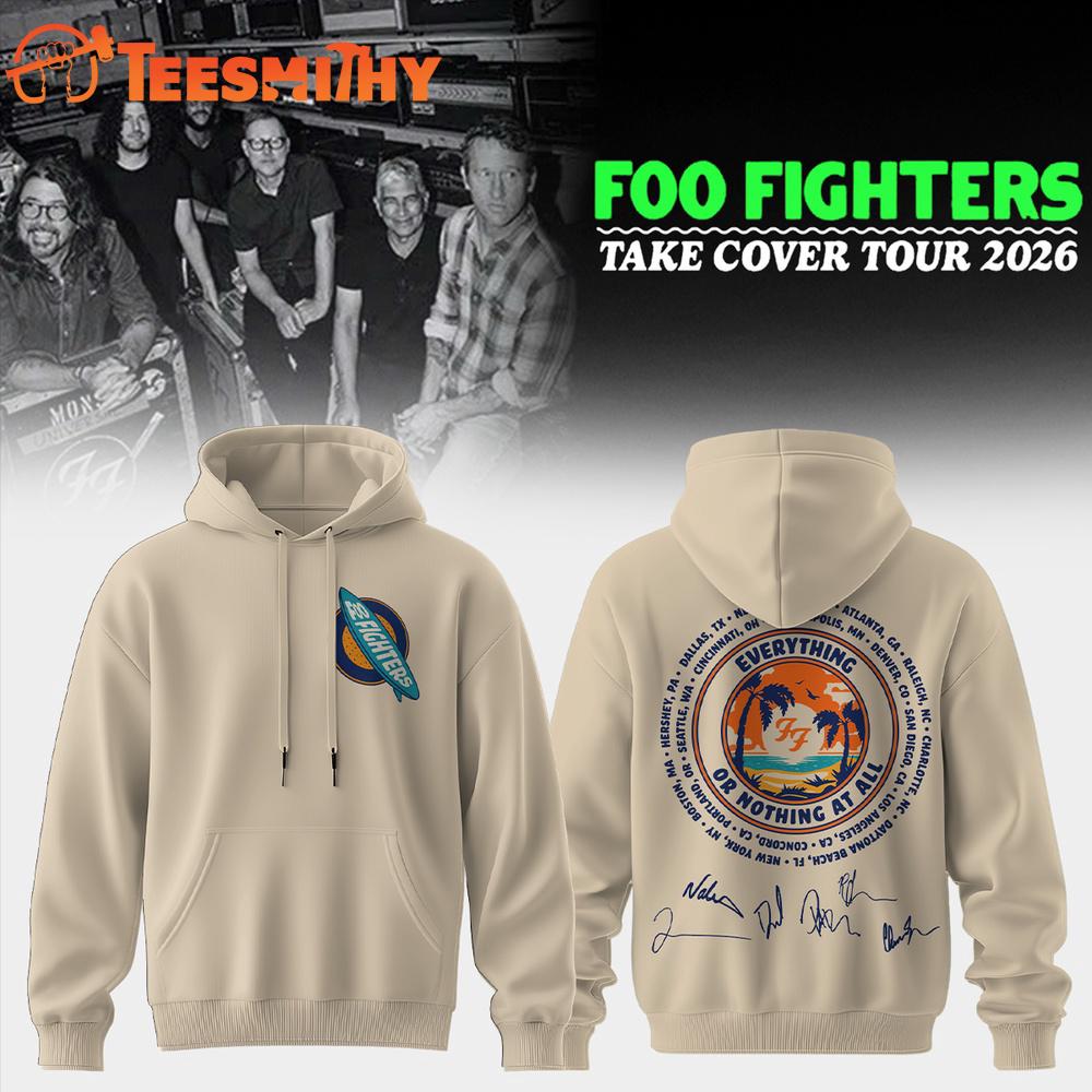 Foo Fighters Take Cover Tour 2026 Limited Edition Signature All Over Print Hoodie