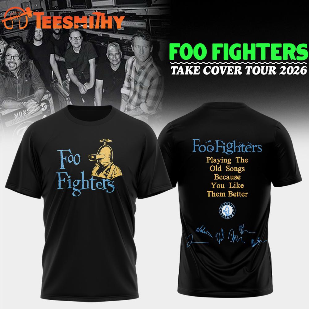Foo Fighters Take Cover Tour 2026 Limited Edition Signature All Over Print T Shirt