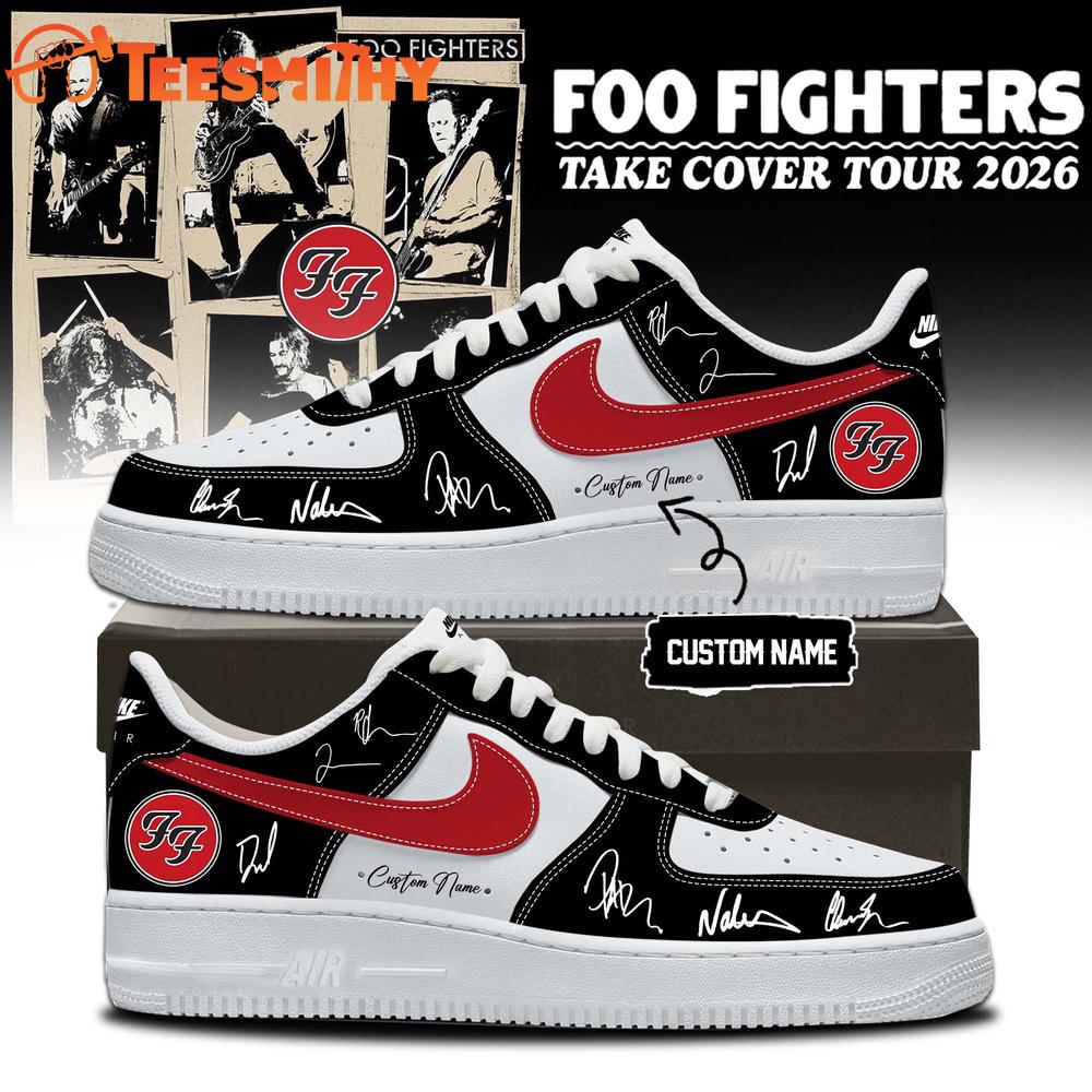 Foo Fighters Take Cover Tour 2026 Limited Edition Signature Black Air Force 1 Shoes