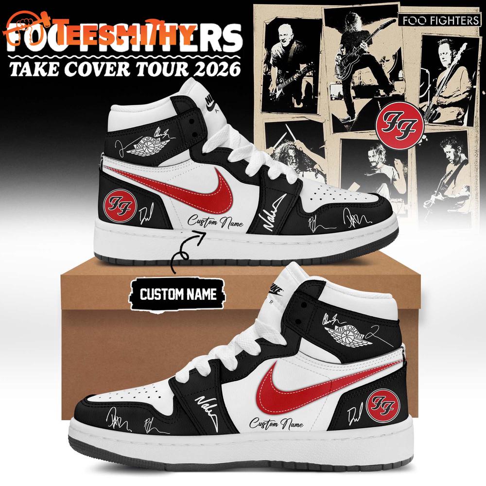 Foo Fighters Take Cover Tour 2026 Limited Edition Signature Black Air Jordan 1 Shoes
