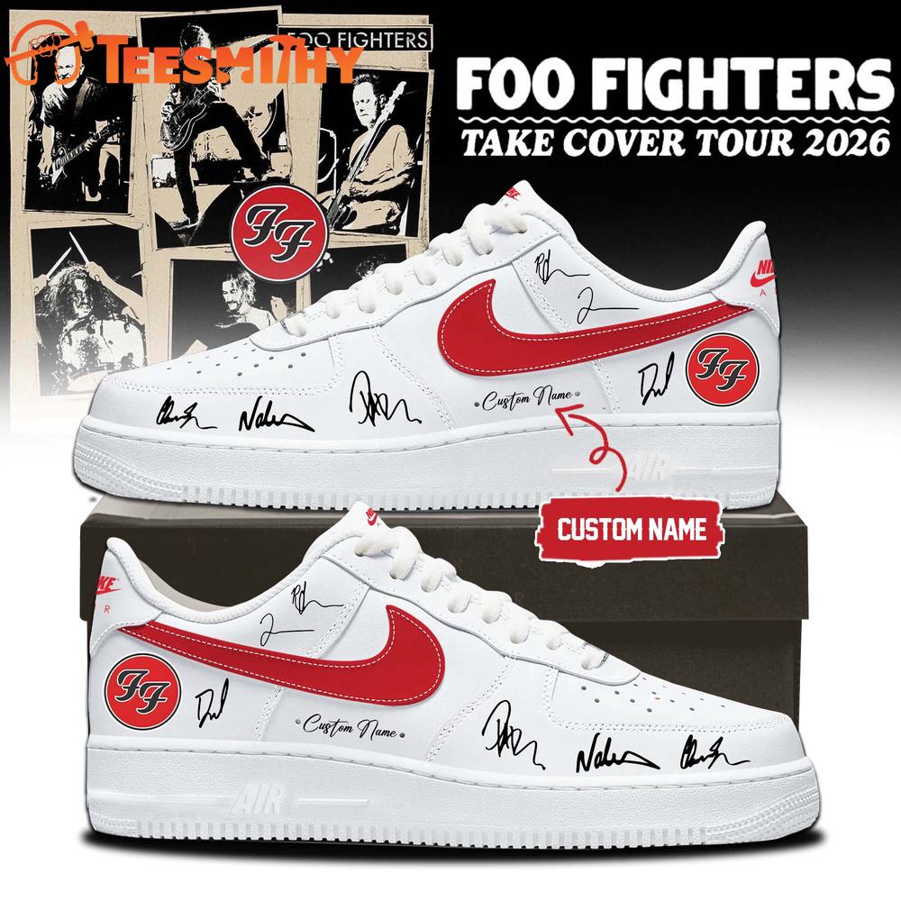 Foo Fighters Take Cover Tour 2026 Limited Edition Signature White Air Force 1 Shoes