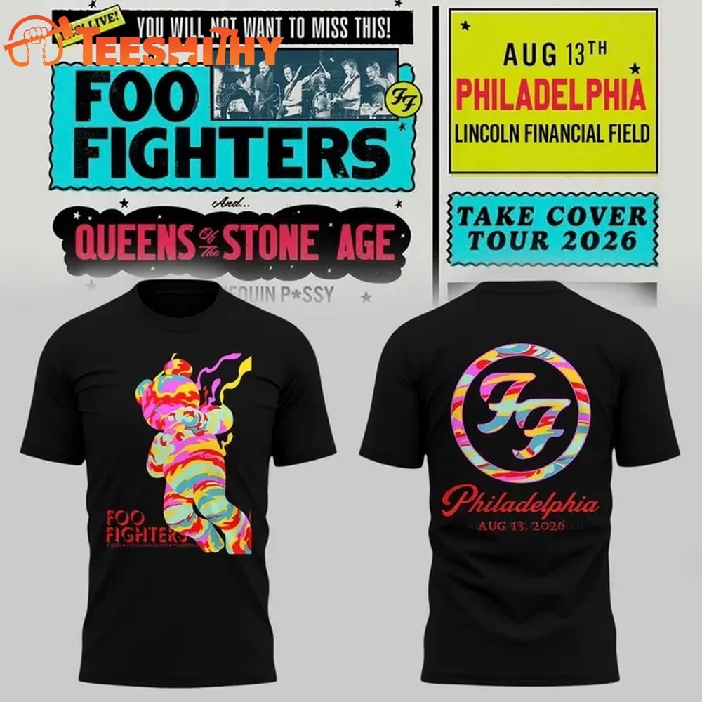 Foo Fighters Take Cover Tour 2026 Philadelphia Black T Shirt