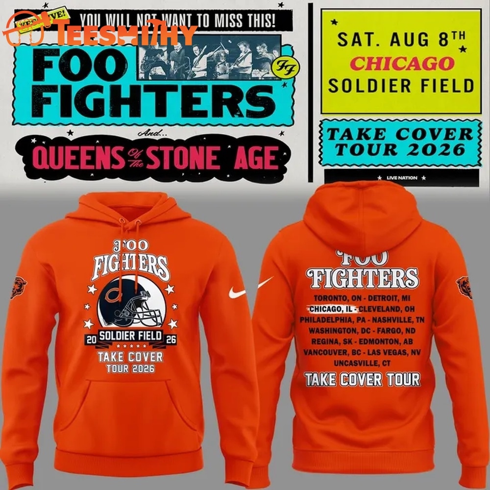 Foo Fighters x Chicago Bears Take Cover Tour 2026 New Design 3D Hoodie