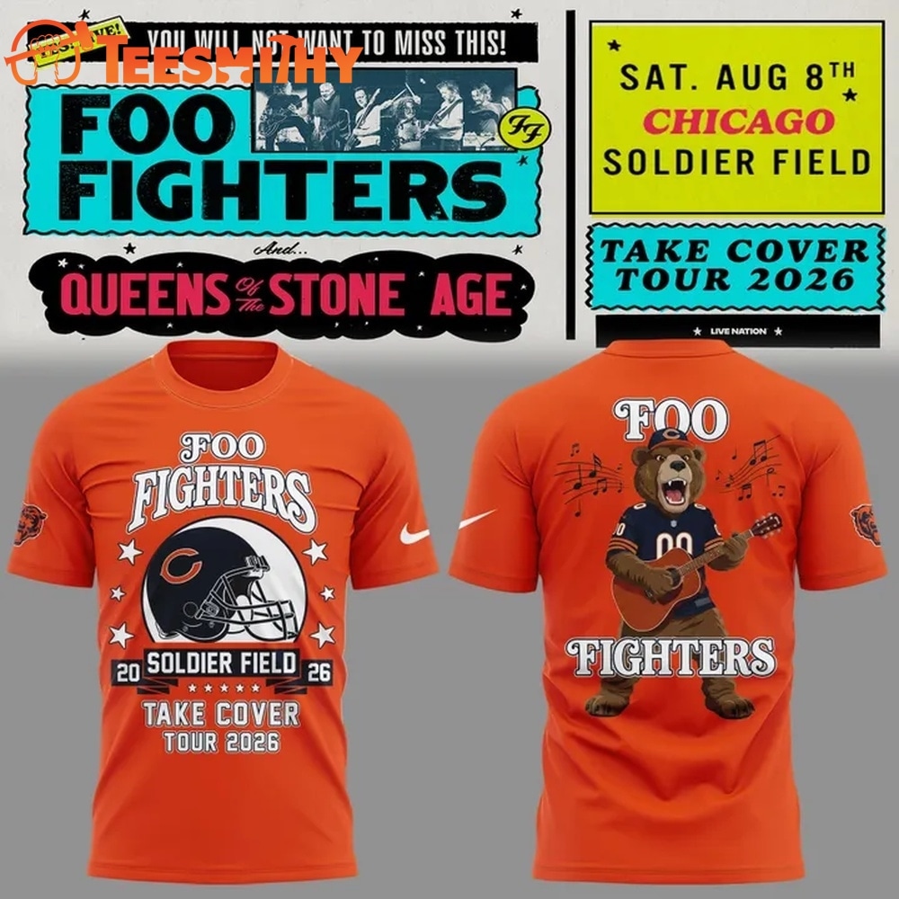 Foo Fighters x Chicago Bears Take Cover Tour 2026 New Design 3D Shirt