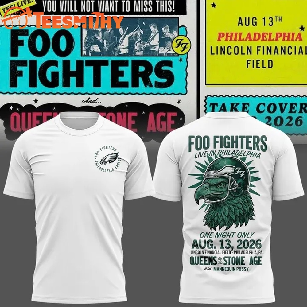 Foo Fighters x Philadelphia Eagles Take Cover Tour 2026 New 3D Shirt