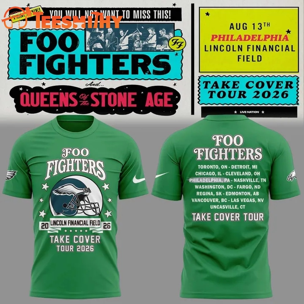 Foo Fighters x Philadelphia Eagles Take Cover Tour 2026 T Shirt