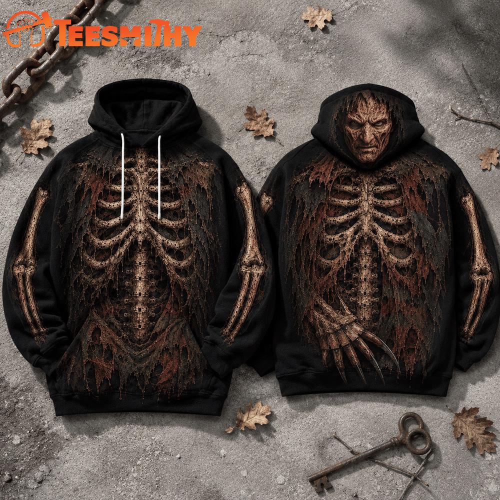 Freddy Krueger Skeleton Graphic Halloween 2026 Hoodie