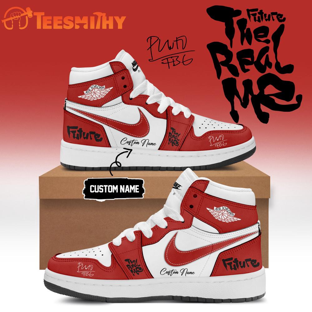 Future THE REAL ME Album Limited Edition Signature Red Air Jordan 1 Hightop Shoes
