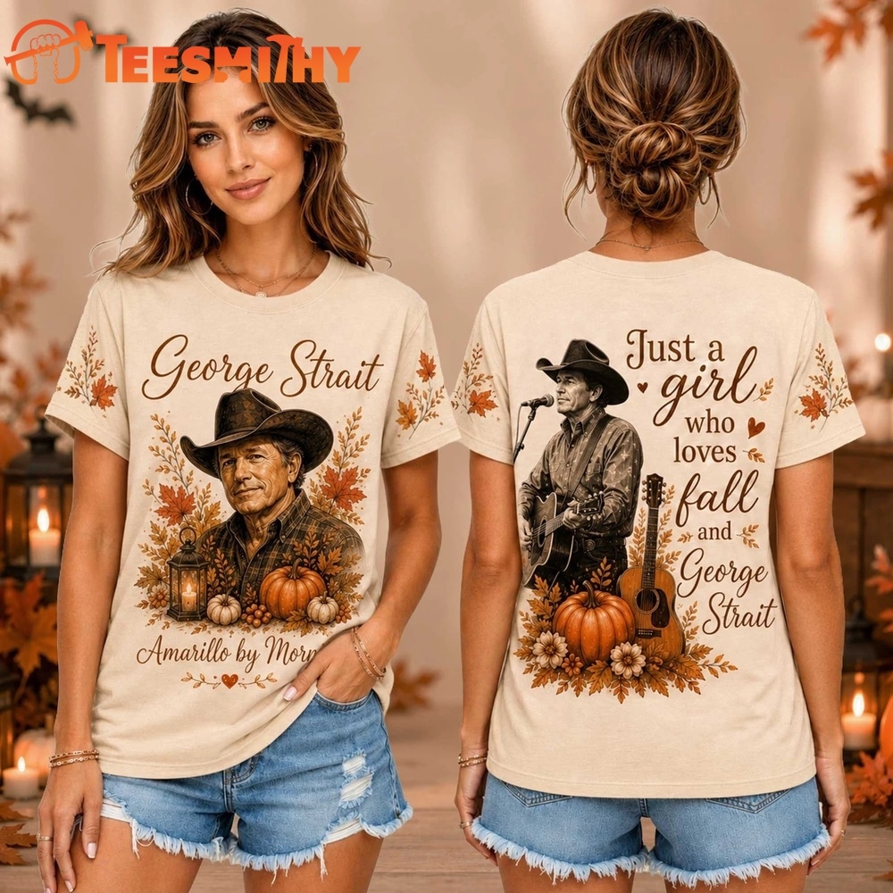 George Strait Autumn Pumpkin Portrait Unisex 3D Shirt