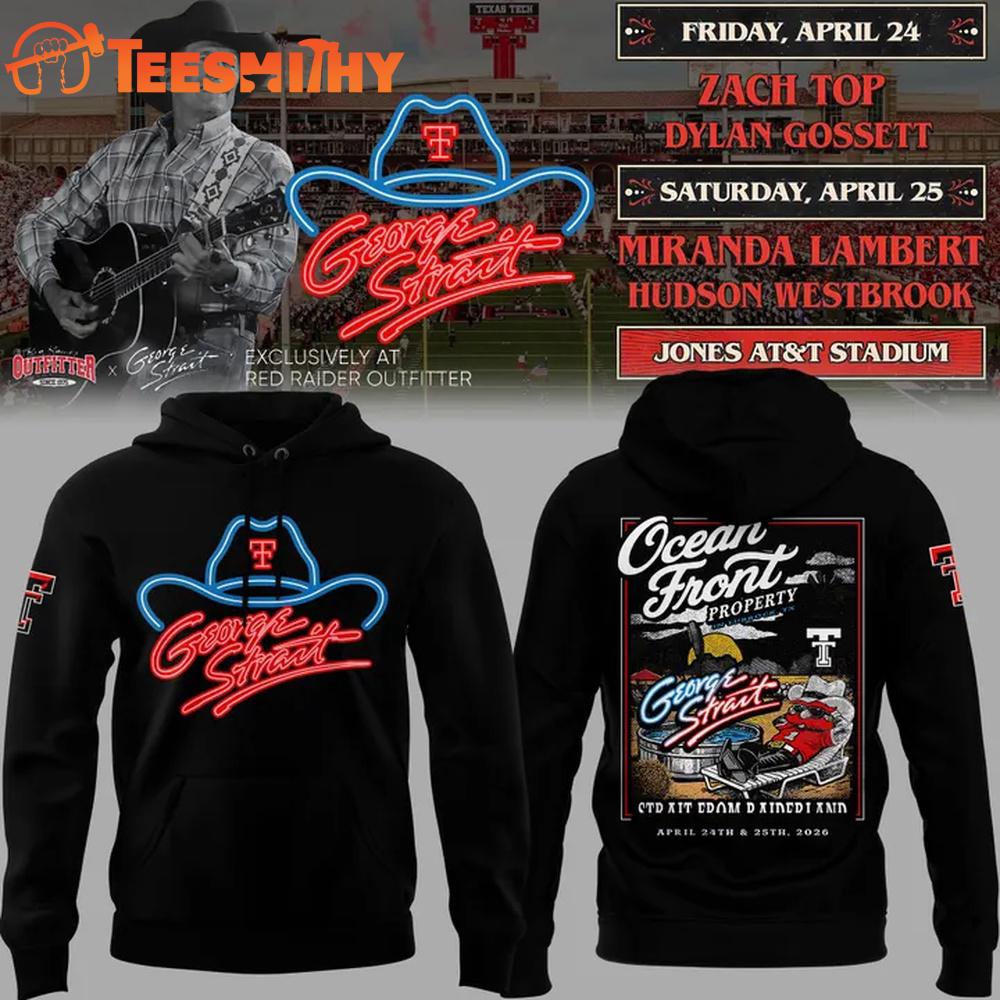 George Strait x Texas Tech Red Raiders Football Ocean Front Official Concert 2026 Black Hoodie