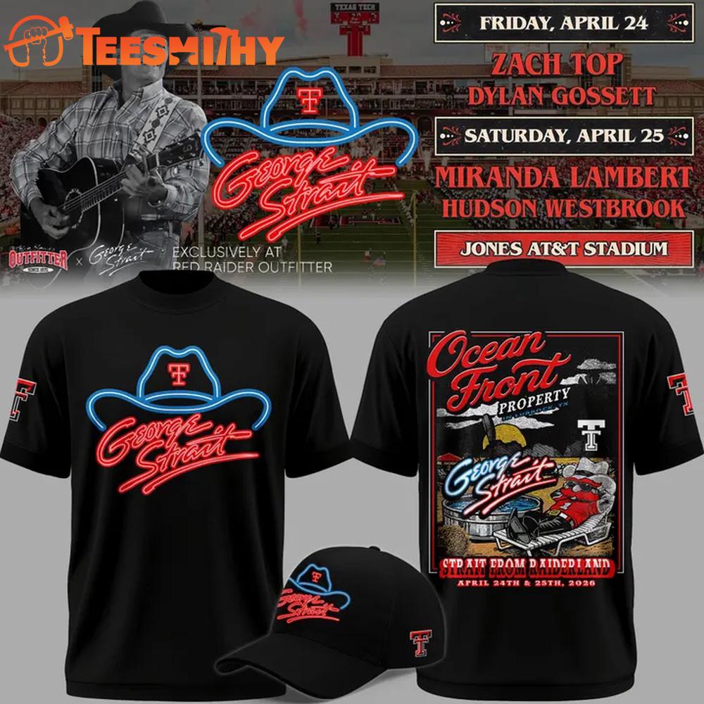 George Strait x Texas Tech Red Raiders Football Ocean Front Official Concert 2026 Black T Shirt