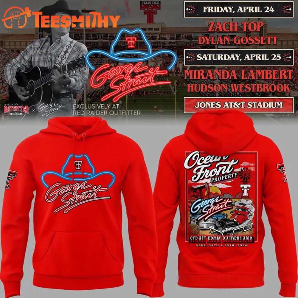 George Strait x Texas Tech Red Raiders Football Ocean Front Official Concert 2026 Red Hoodie