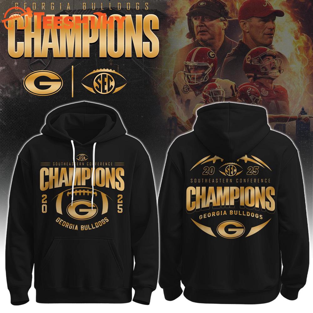 Georgia Bulldogs 2025 SEC Football Conference Champions Black Hoodie