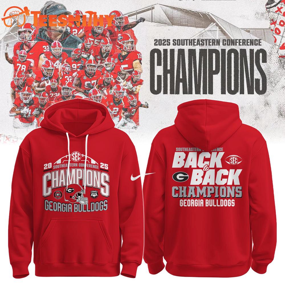 Georgia Bulldogs 2025 SEC Football Conference Champions Limited Edition Red Hoodie