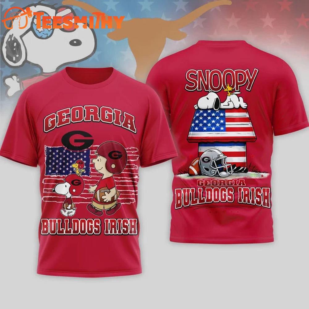 Georgia Bulldogs NCAA America 250 with Snoopy 3D T Shirt