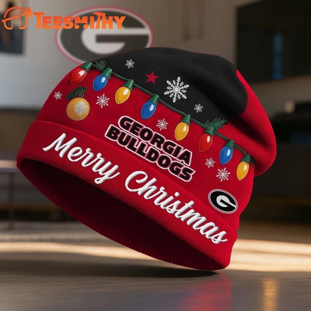 Georgia Bulldogs NCAA Merry Christmas Beanie Hat