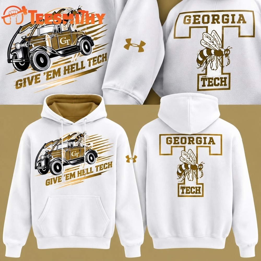 Georgia Tech Football 2026 Reck Day Give ‘Em Hell Tech White Hoodie