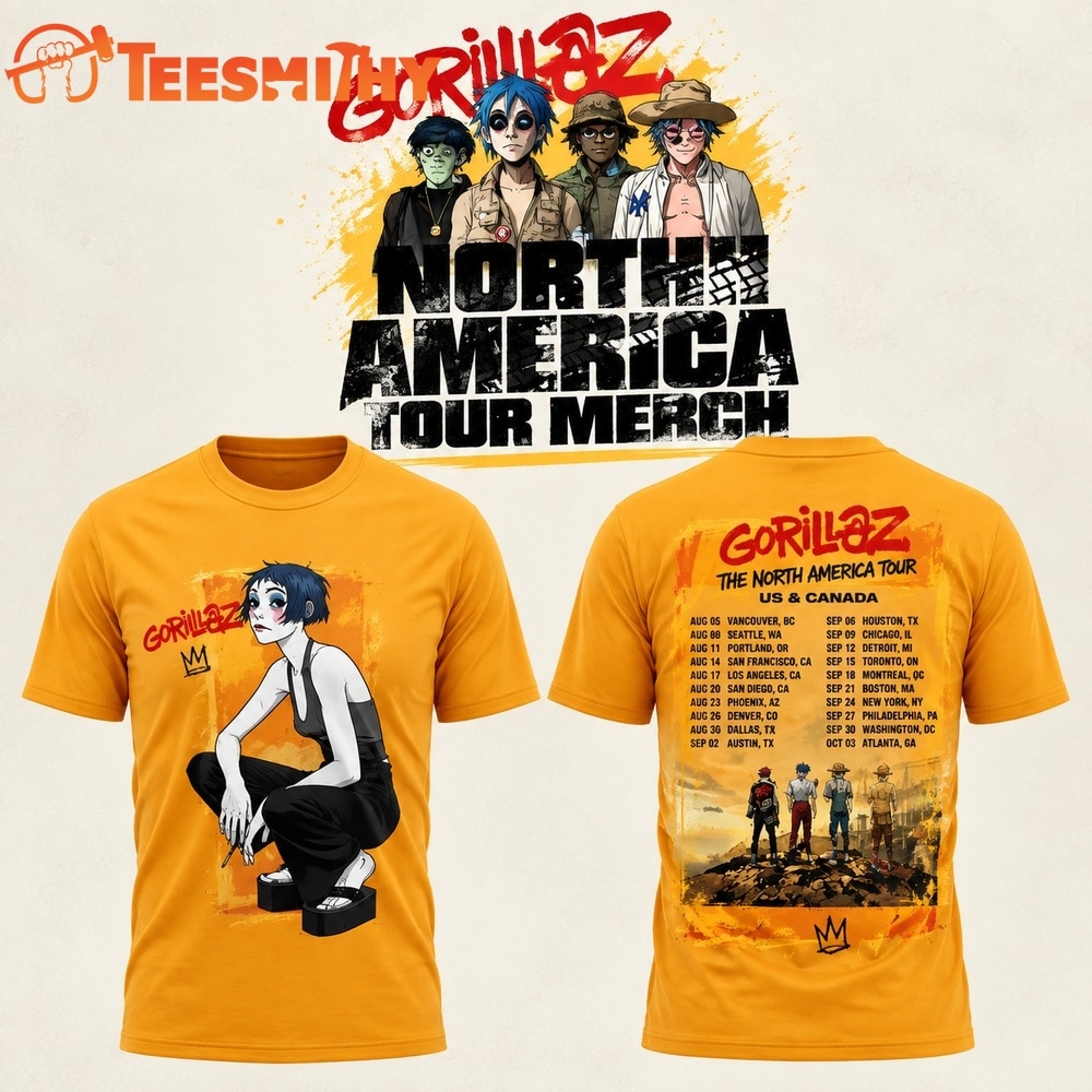 Gorillaz The North American Mountain Tour 2026 Signature 3D Shirt