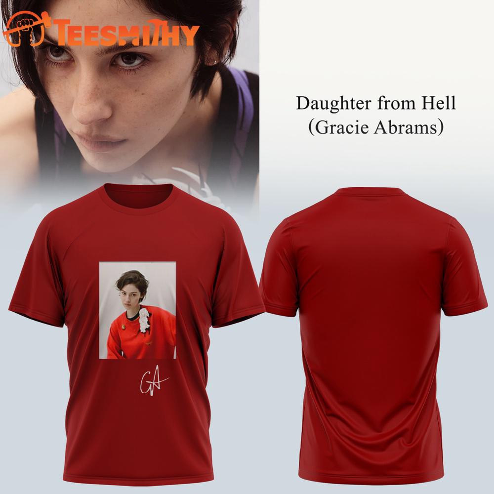 Gracie Abrams Daughter from Hell Signed 2026 Red T Shirt