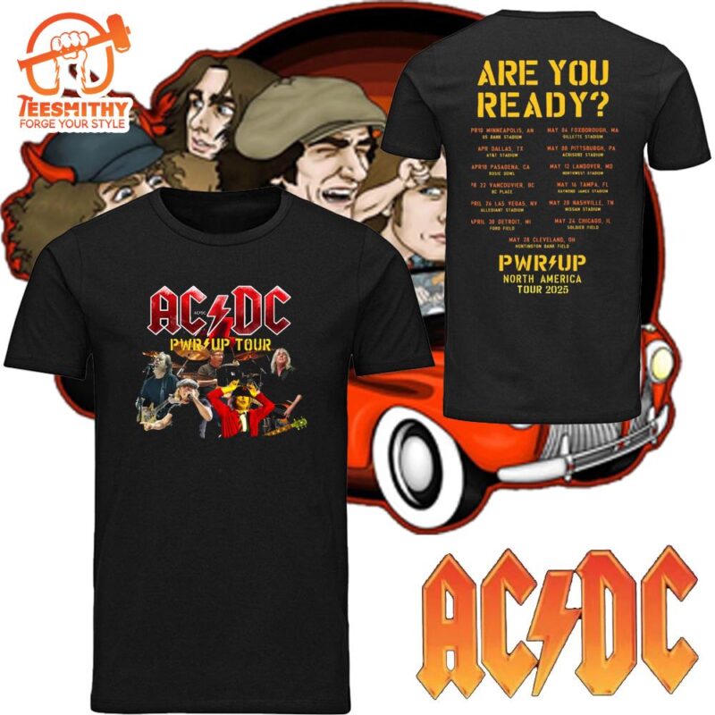 ACDC Band Tour 2025 Shirt, Rock Band ACDC Pwr up Concert Shirt - Teesmithy