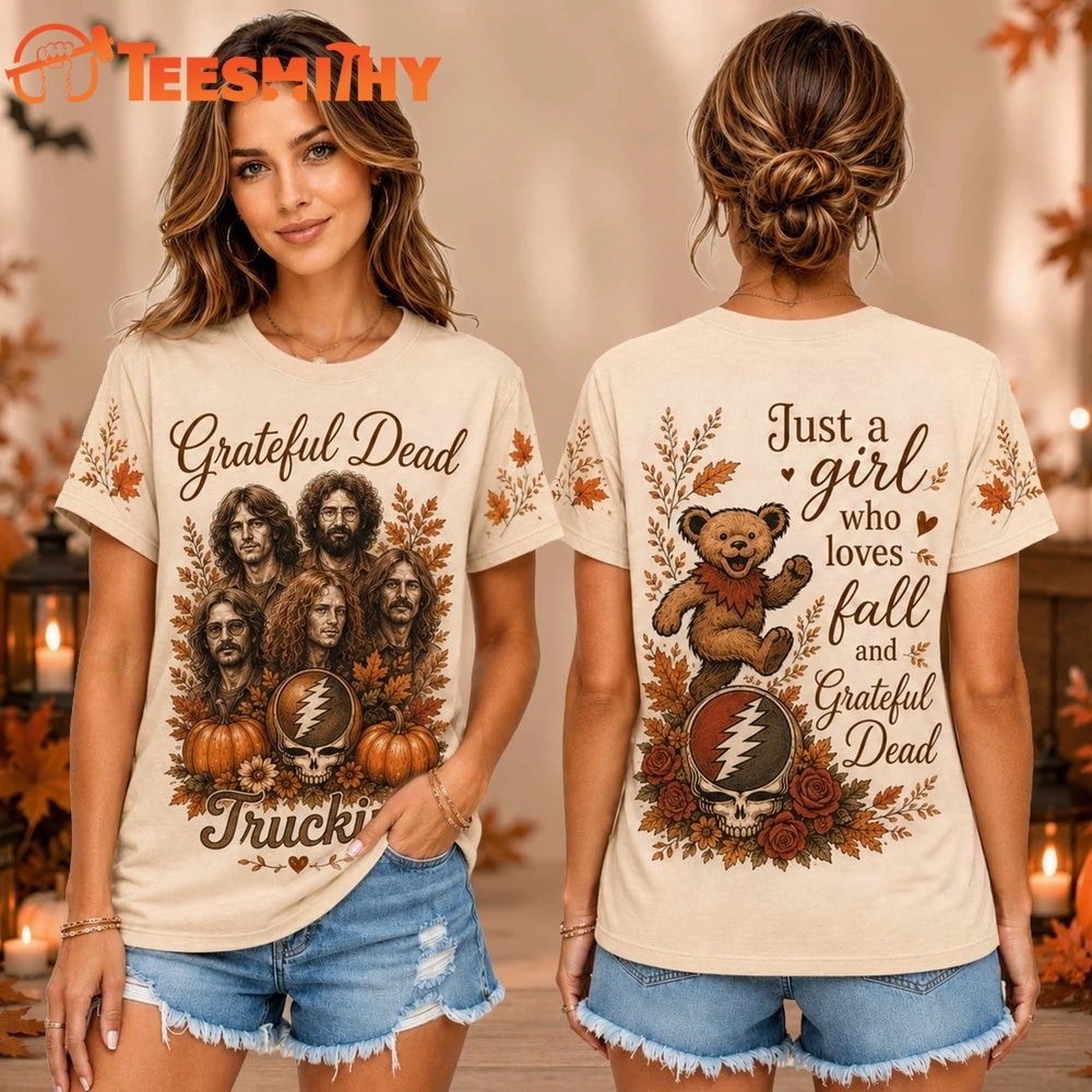 Grateful Dead Autumn Pumpkin Bear Vintage Tour Unisex 3D Shirt