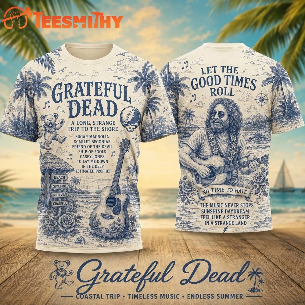 Grateful Dead Coastal Summer Tour Guitar Skull 2026 Vintage 3D Shirt
