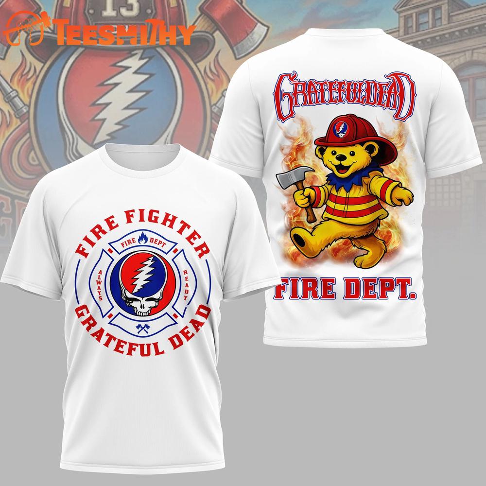 Grateful Dead Fire Dept White T Shirt