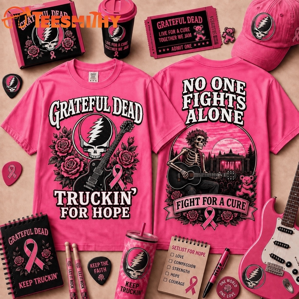 Grateful Dead No One Fights Alone Breast Cancer Awareness 3D Shirt