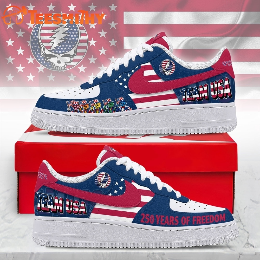 Grateful Dead Team USA Custom Air Force 1 Shoes, 250 Years Of Freedom Patriotic Sneakers