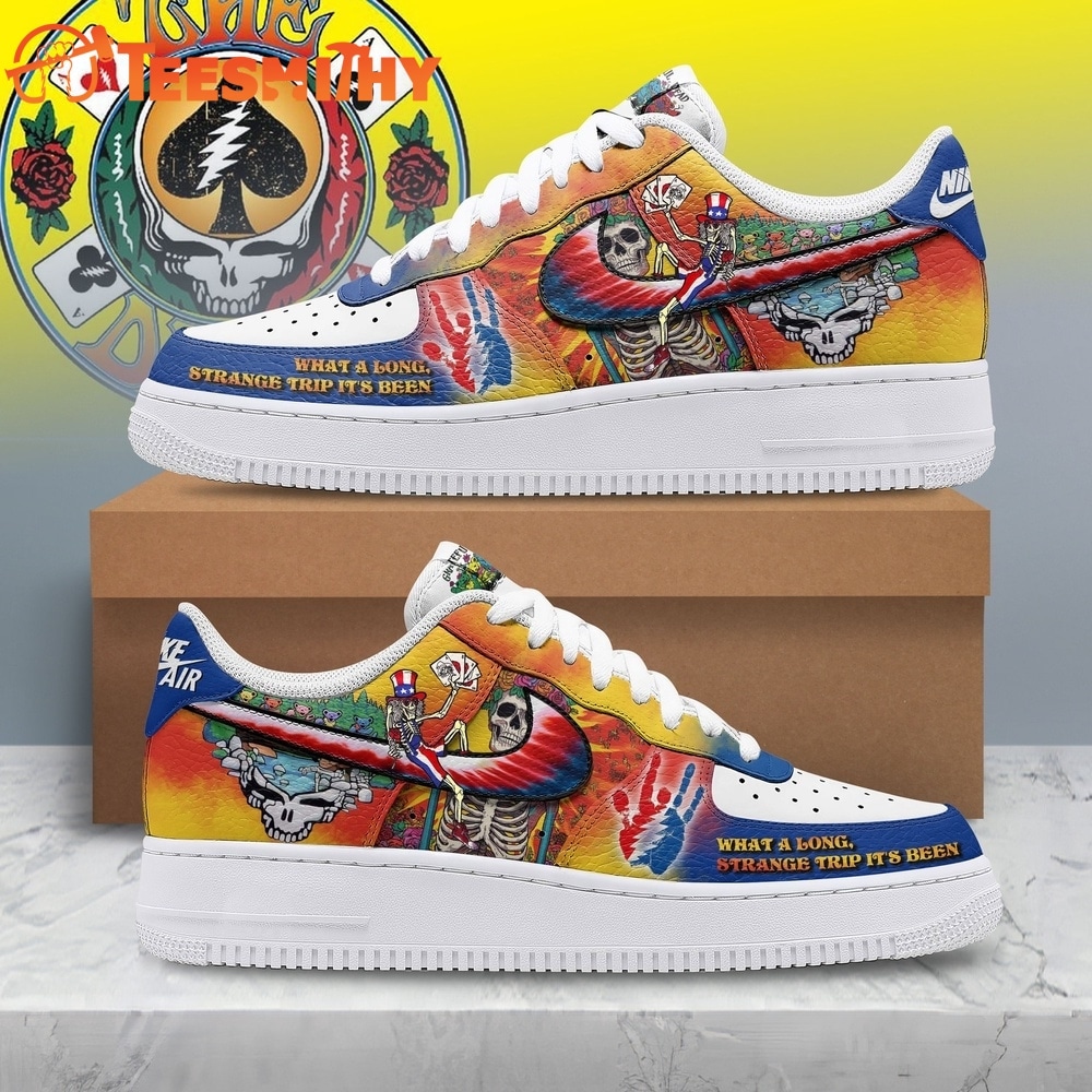 Grateful Dead What a Long Strange Trip Custom Air Force 1 Shoes, Steal Your Face Skeleton Sneakers