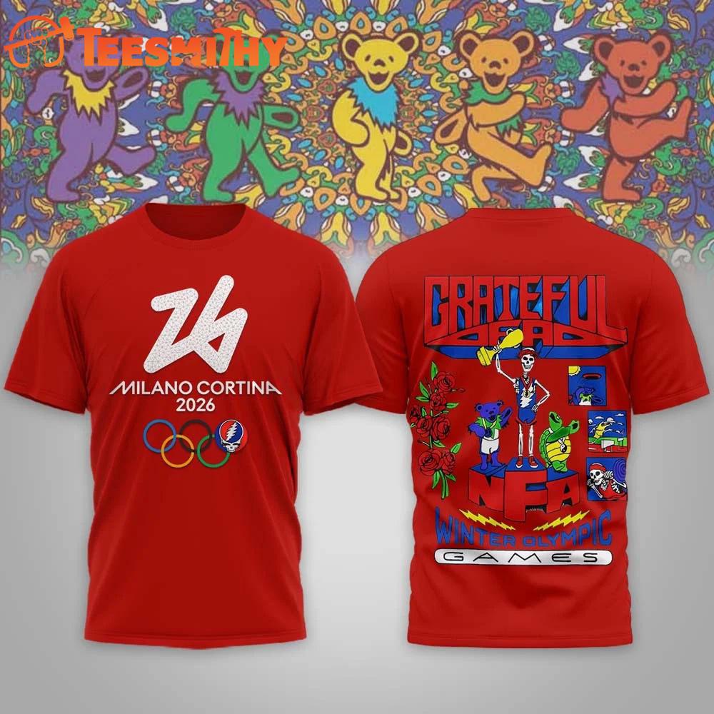 Grateful Dead Winter Olympics 2026 Red T Shirt