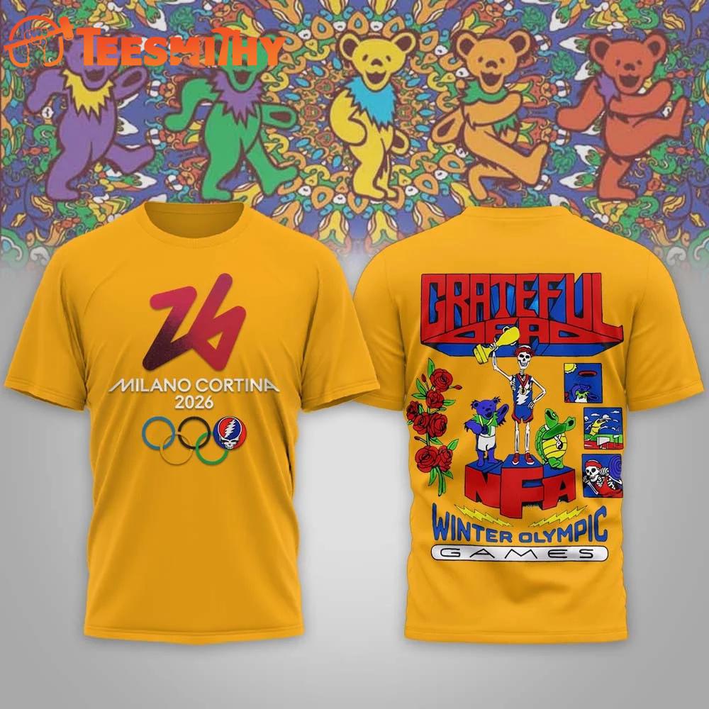 Grateful Dead Winter Olympics 2026 Yellow T Shirt