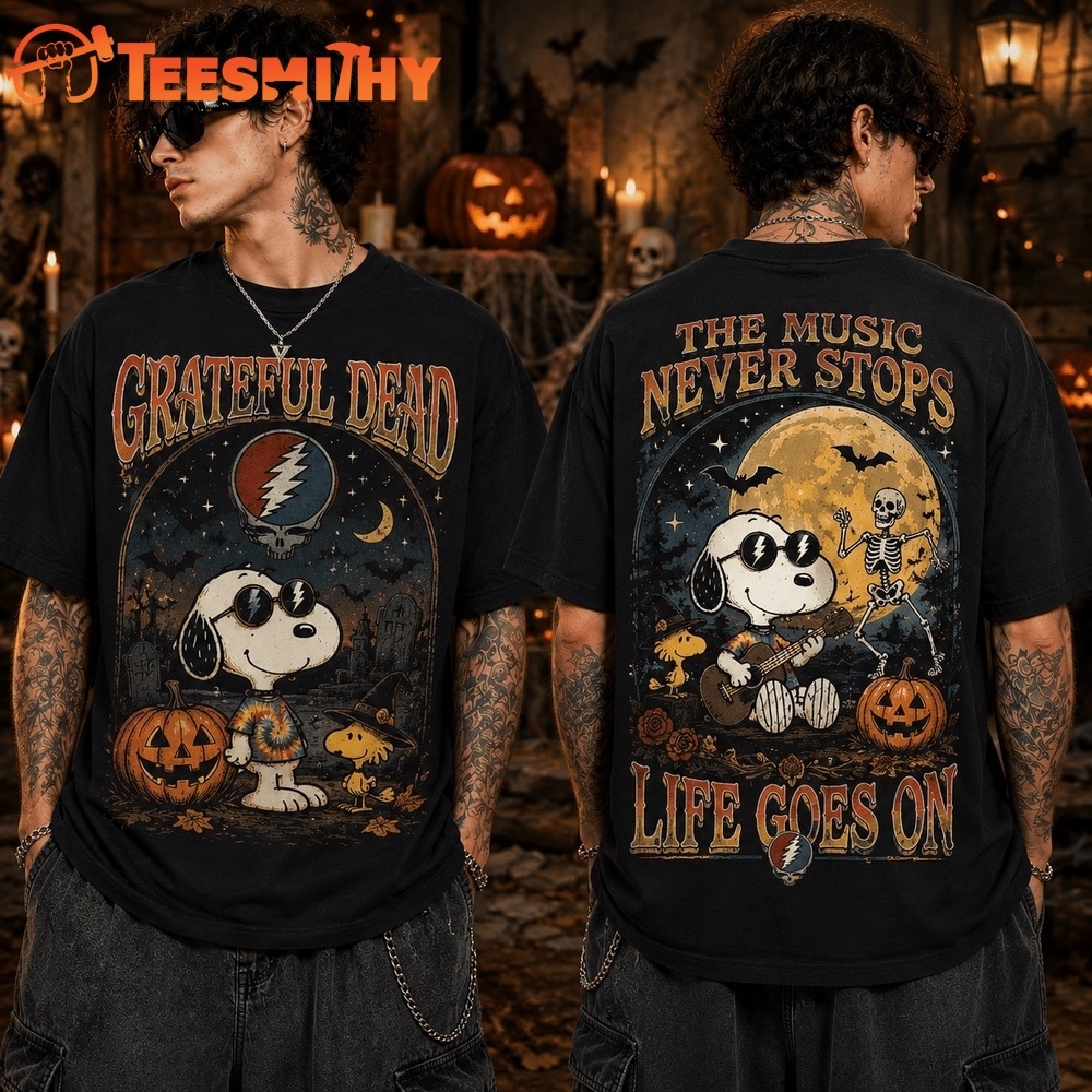 Grateful Dead x Snoopy Halloween The Music Never Stops Vintage 3D Shirt