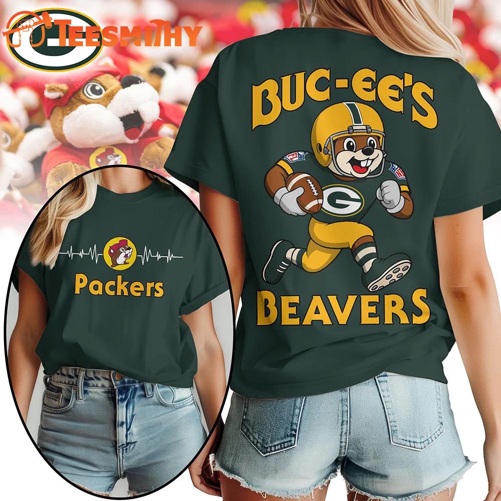 Green Bay Packers 2026 NFL Buc-ee’s Beavers All Over Print T Shirt