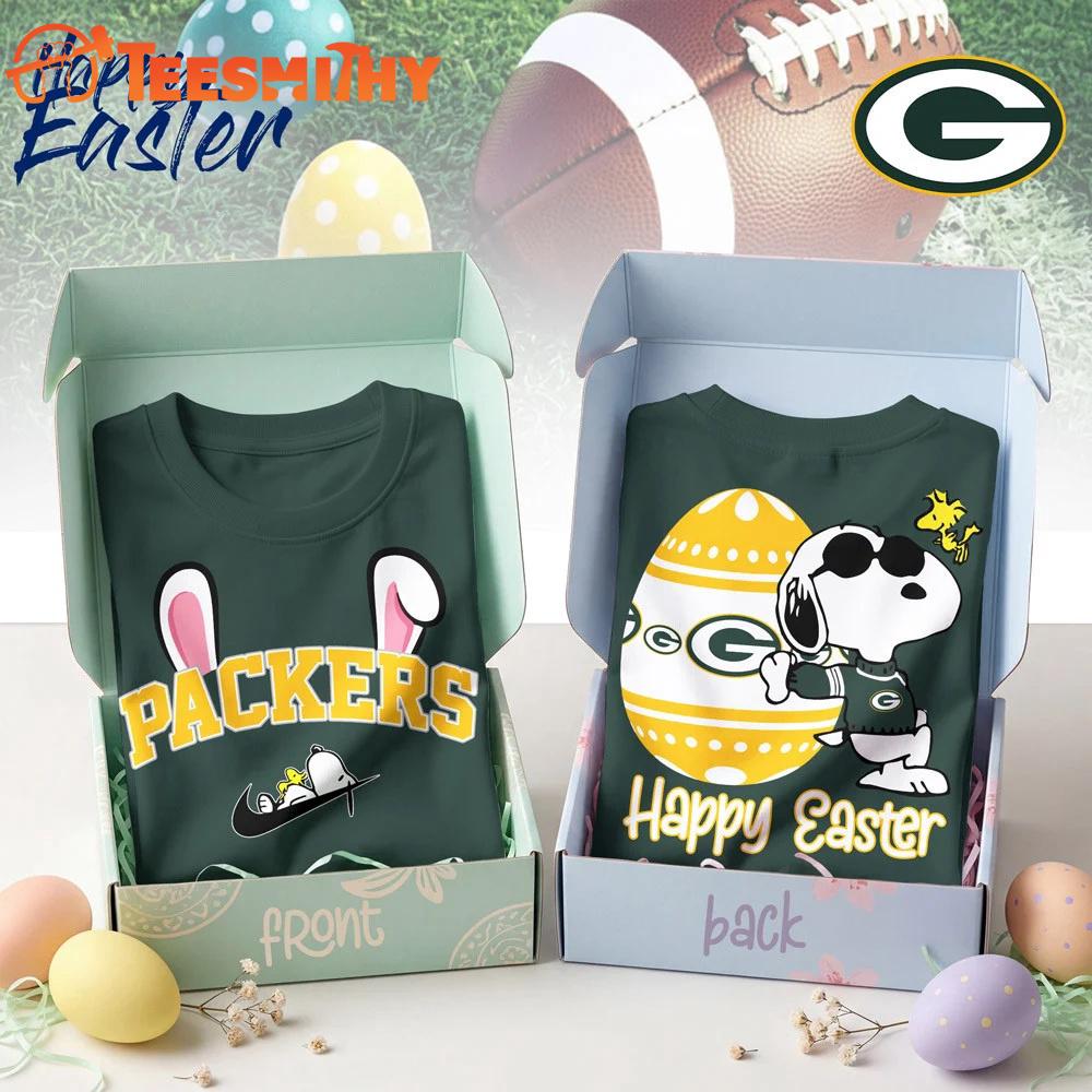 Green Bay Packers 2026 NFL Happy Snoopy Easter All Over Print Shirt