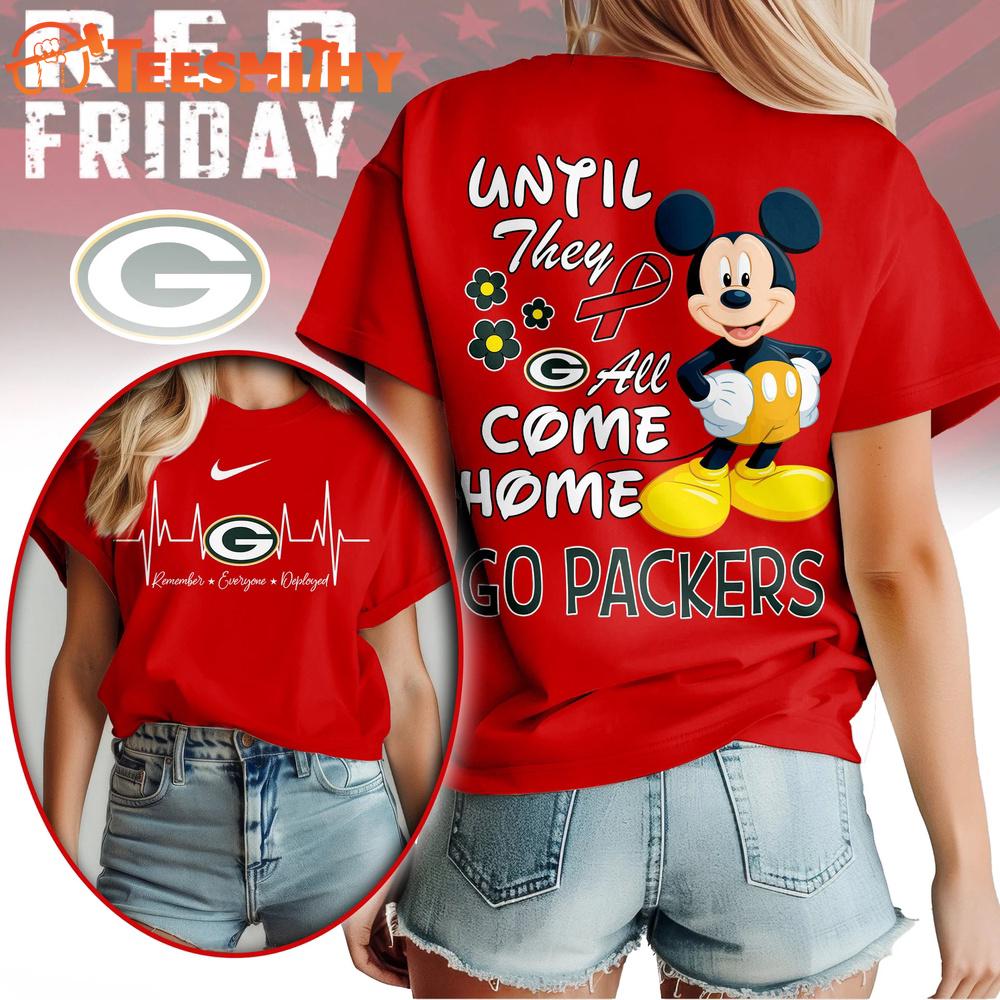 Green Bay Packers 2026 NFL Mickey Red Friday 3D T Shirt