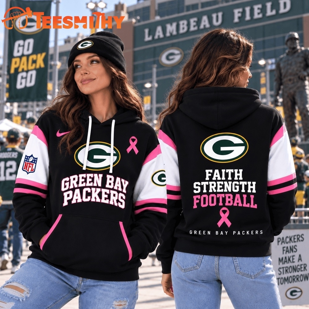 Green Bay Packers NFL Breast Cancer Awareness Hoodie, Faith Strength Football 3D Shirt