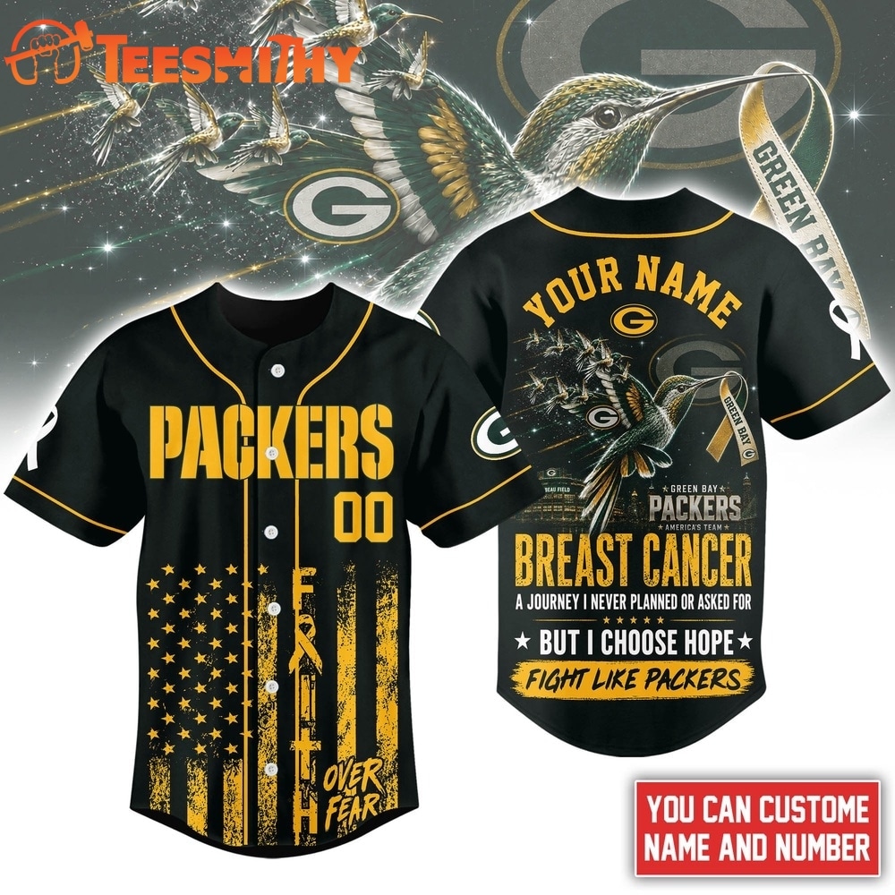 Green Bay Packers NFL Breast Cancer Hope Over Fear Baseball Jersey