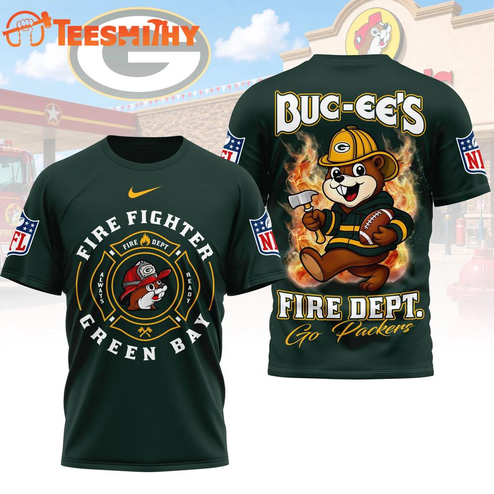 Green Bay Packers NFL Buc-ee's Firefighter Strong 3D Shirt
