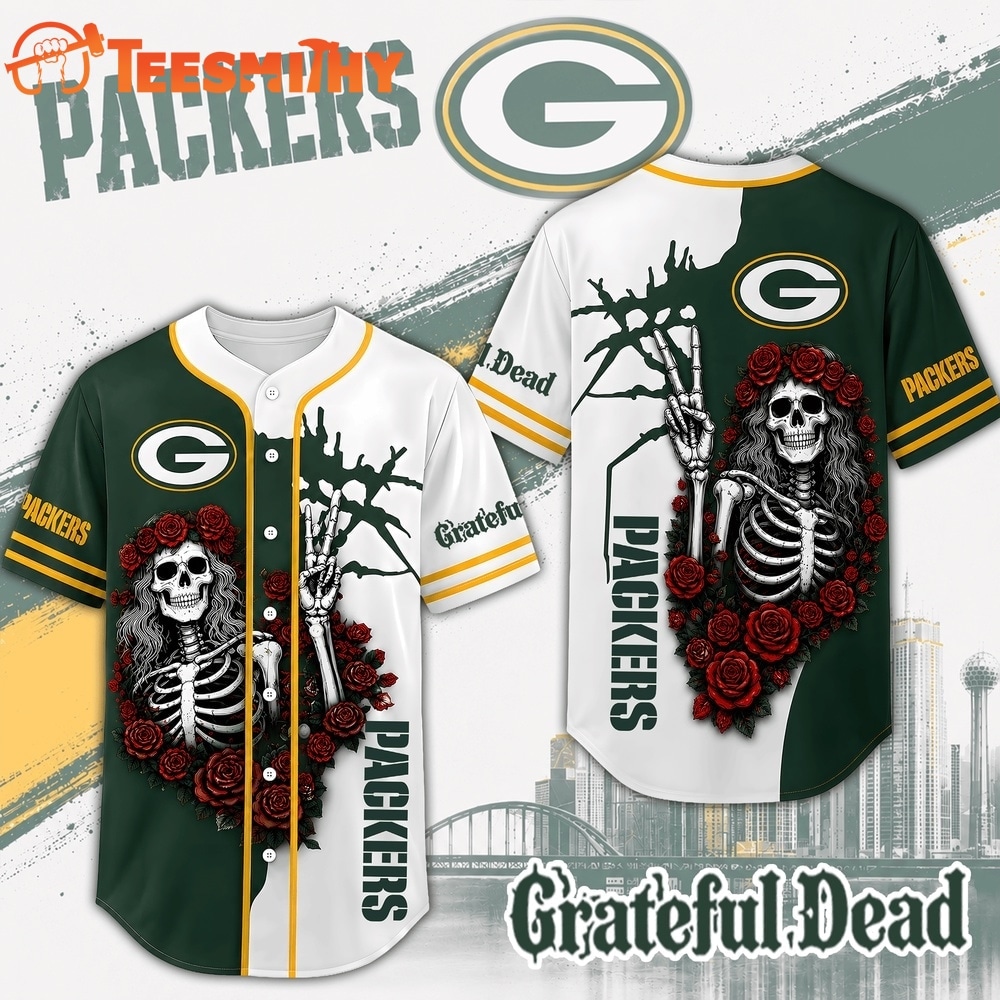 Green Bay Packers NFL Game Day Grateful Dead Baseball Jersey Shirt