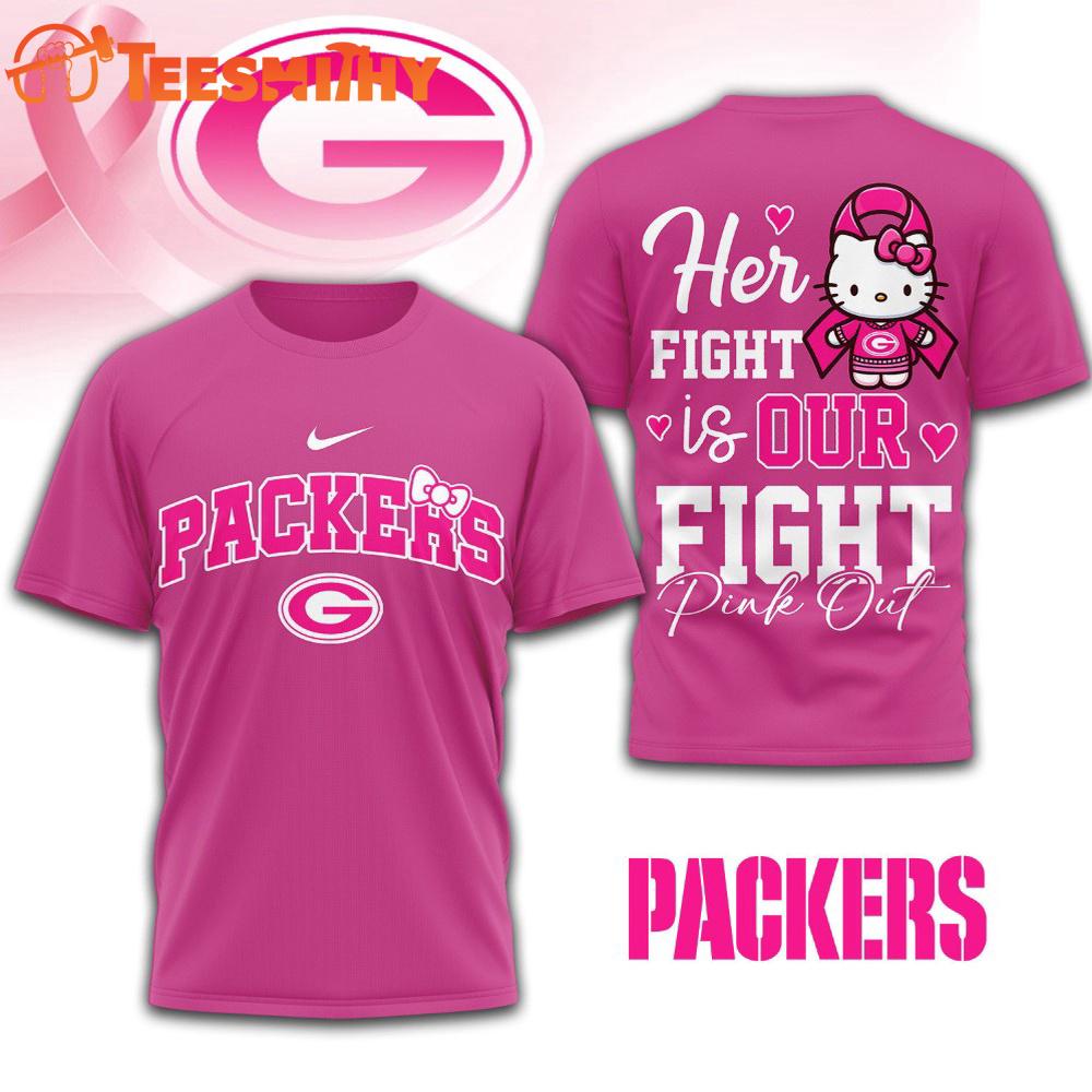 Green Bay Packers NFL Her Fight Is Our Fight x Hello Kitty 3D Shirt Green Bay Packers NFL Her Fight Is Our Fight x Hello Kitty 3D Shirt