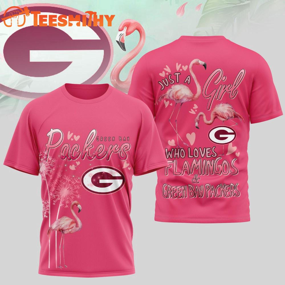 Green Bay Packers NFL Just a Girl Who Loves Flamingo 3D Shirt