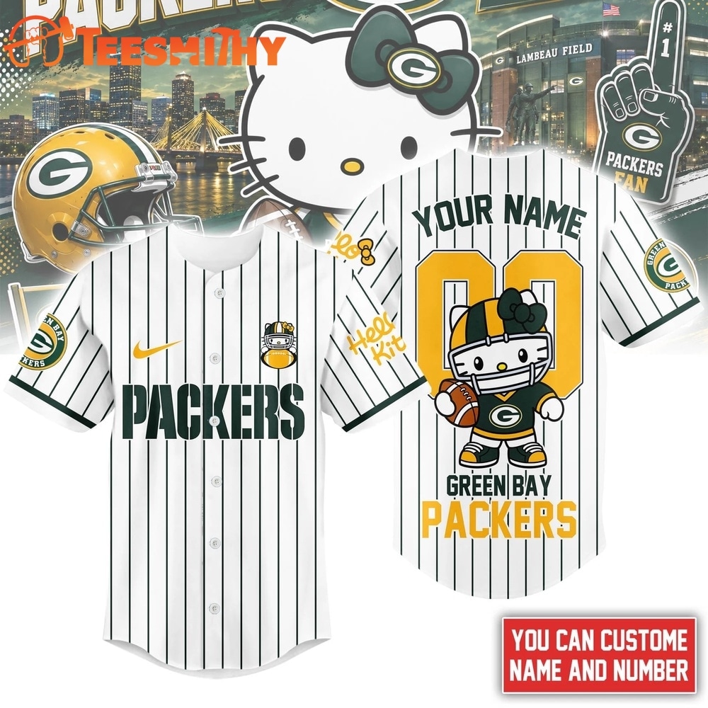 Green Bay Packers NFL Kitty Game Day Custom Baseball Jersey Shirt